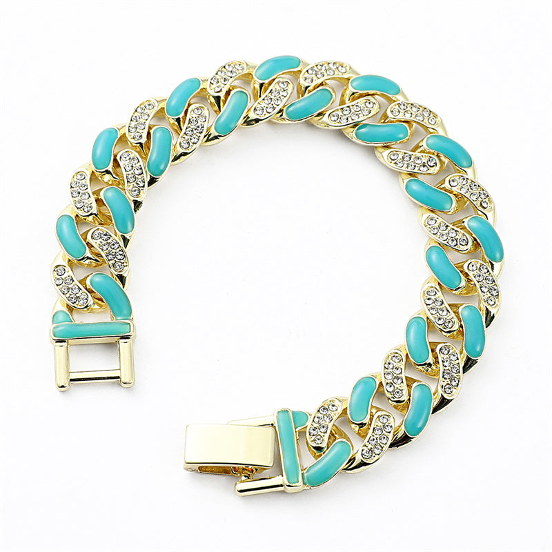 Silver Cuban Glow in the Dark Bracelet