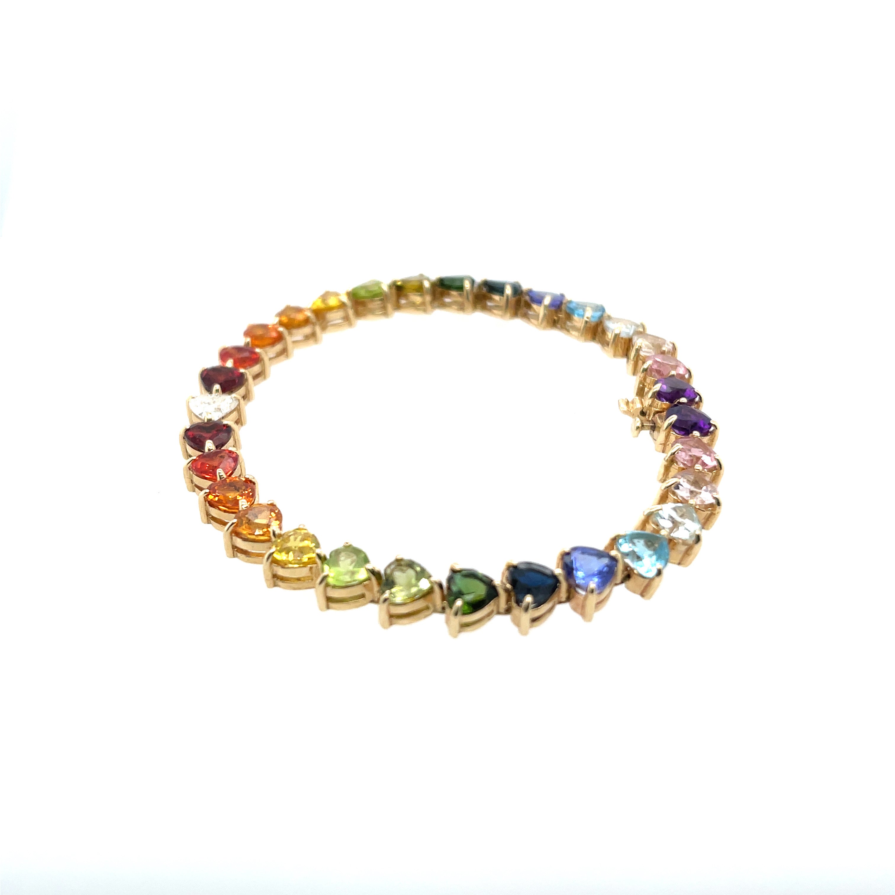 Ombréainbow Diamond Heart Tennis Bracelet