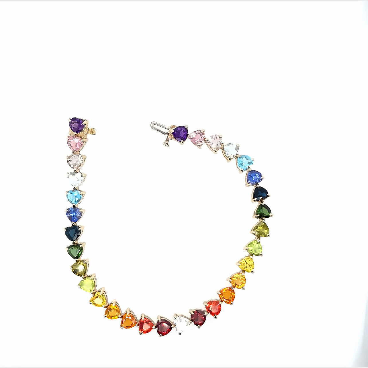 Ombréainbow Diamond Heart Tennis Bracelet