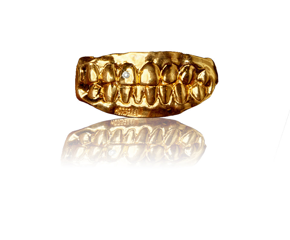 24k gold grillz brooch/lapel pin