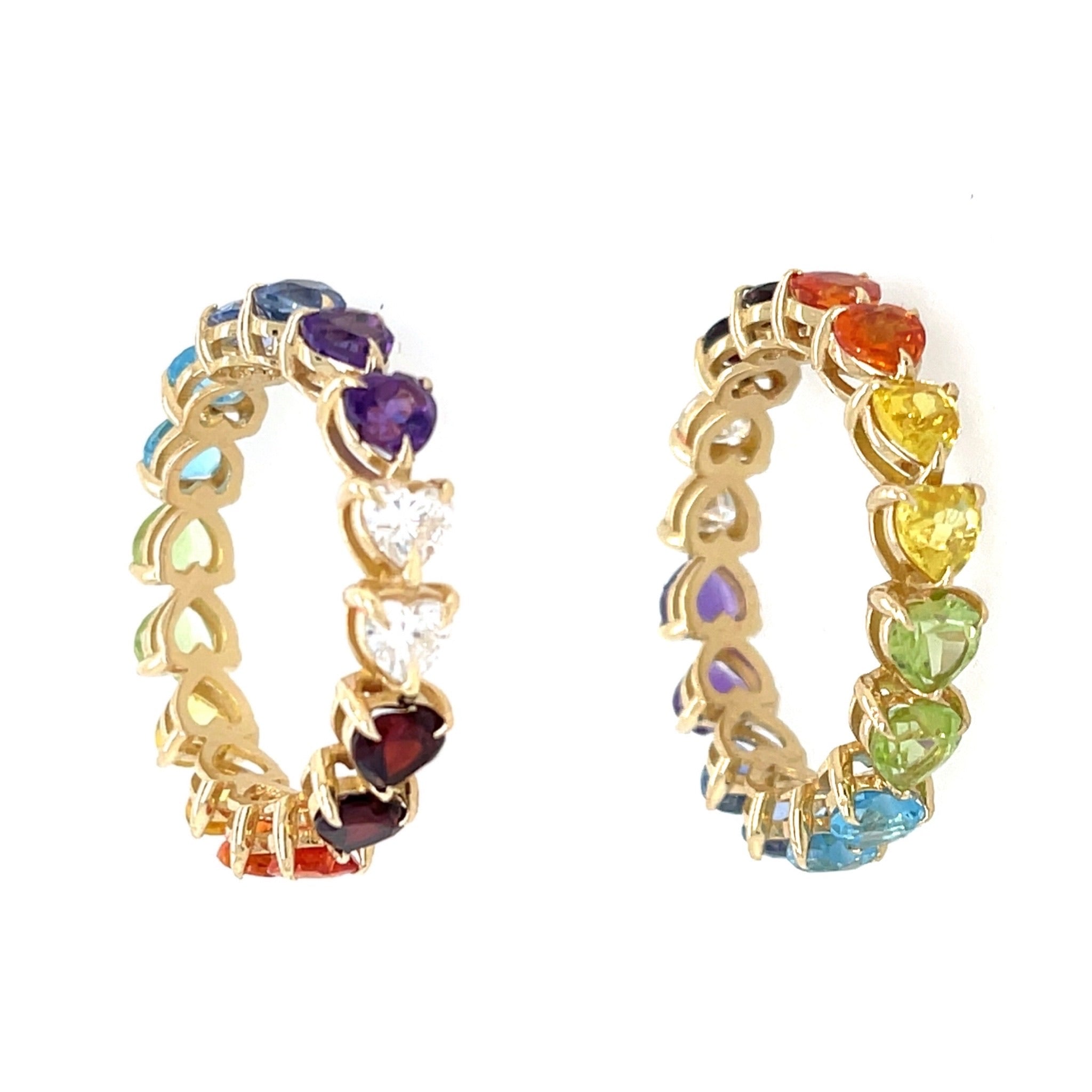 14k gold diamond double rainbow ring